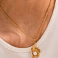 Pearl Trim Pendant Stainless Steel Necklace