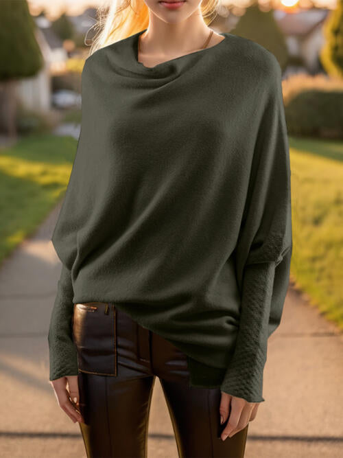 Texture Round Neck Long Sleeve Sweater