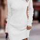 Rib-Knit Round Neck Sweater Dress