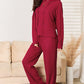 Basic Bae Full Size Ribbed Drawstring Hood Top and Straight Pants Set