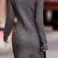 Rib-Knit Round Neck Sweater Dress
