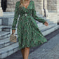 Printed Flounce Sleeve Surplice Neck Dress