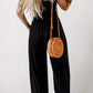 Smocked Square Neck Wide Leg Jumpsuit with Pockets