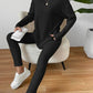 Ribbed Round Neck Top and Pants Set
