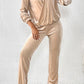 Surplice Long Sleeve Top and Slit Pants Set