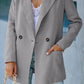 Double-Breasted Padded Shoulder Blazer with Pockets