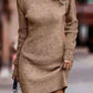 Rib-Knit Round Neck Sweater Dress