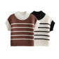 Striped Round Neck Short Sleeve Sweater
