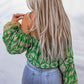 Printed Tassel Tie Balloon Sleeve Blouse
