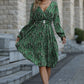Printed Flounce Sleeve Surplice Neck Dress