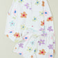 Printed Quarter Button Top and Drawstring Shorts Lounge Set
