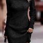 Rib-Knit Round Neck Sweater Dress
