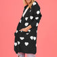 Heart Graphic Open Front Cardigan with Pockets