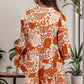 Printed Tiered Half Button Lantern Sleeve Mini Dress