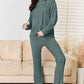 Basic Bae Full Size Ribbed Drawstring Hood Top and Straight Pants Set