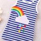 Girls Rainbow Graphic Striped Sleeveless Dress
