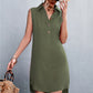 Buttoned Johnny Collar Sleeveless Dress