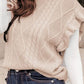 Cable-Knit Ruffled Mock Neck Sweater Vest