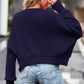 Round Neck Drop Shoulder Long Sleeve Sweater