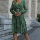 Printed Flounce Sleeve Surplice Neck Dress