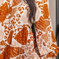 Printed Tiered Half Button Lantern Sleeve Mini Dress