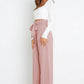 Tie Front Paperbag Wide Leg Pants