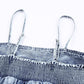 Smocked Adjustable Strap Denim Cami