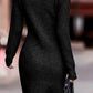 Rib-Knit Round Neck Sweater Dress