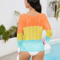 Color Block Boat Neck Sheer Cover Up
